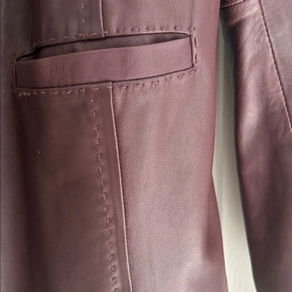 Liz Claiborne Deep Burgundy Leather Jacket - Picture 3 of 4